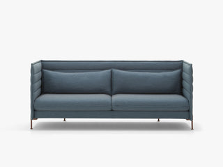 Vitra Alcove Three-Seater in petrolblauwe stof, vooraanzicht