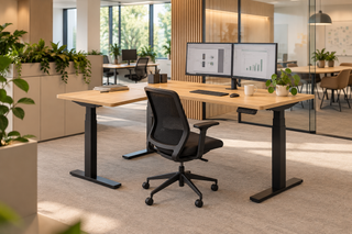 Alto zit-sta bureau met aanbouw links