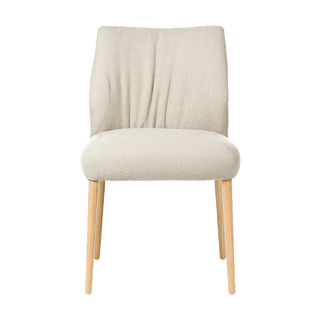 Chaise Mobitec Enora C0410 en tissu écru, pieds en chêne, vue de face