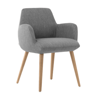 Chaise à accoudoirs Mobitec Mood 101 M0112 en tissu gris, vue de trois quarts