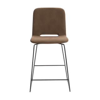 Tabouret de bar Mobitec Pamp C1510 en tissu brun, structure noire, vue de face