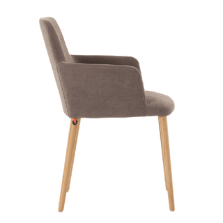 Mobitec Rob C0212 armstoel in taupe stof, zijaanzicht