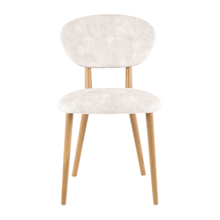 Chaise Mobitec Toro C0110 en bouclette claire, structure en chêne, vue de face
