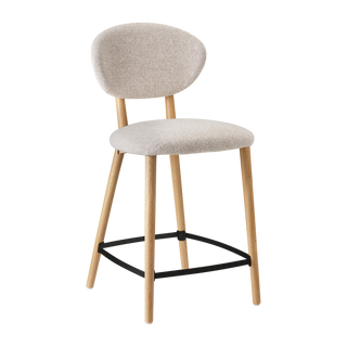 Tabouret de bar Mobitec Toro C0910 en tissu gris clair, vue de trois quarts