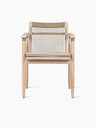 Vincent Sheppard David eetstoel in aged teak met kussen, vooraanzicht 2