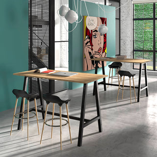 Tables de coworking hautes Buronomic Cohesion sans électrification en noir et Nebraska