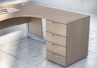 Caisson hauteur bureau Buronomic Comfort à quatre tiroirs en wire oak avec top d'extension