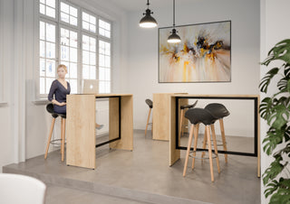 Buronomic Détente rectangular high tables in black and Nebraska