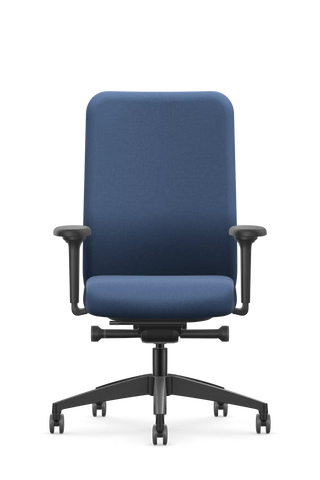 Chaise de bureau Se7en Iris LX134 avec revêtement bleu, vue de face
