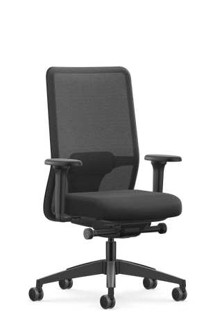 Chaise de bureau Se7en Milo LX232 à dossier résille noir, vue de trois quarts