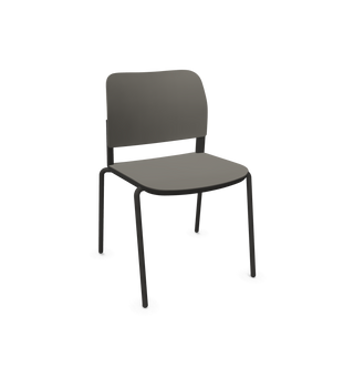 Bejot Volo VO215 stoel met grijze kunststof schaal en zwart vierpootframe, configuratieweergave