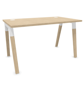 Configuratieweergave van het Buronomic Dialogue bureau met houten boogpoot