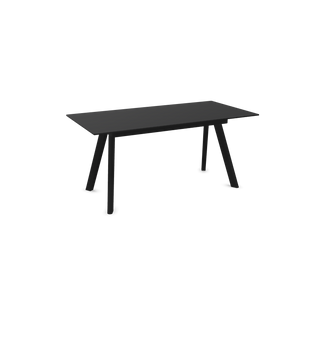 Table extensible HAY CPH 30 en linoléum noir, piètement en chêne noir, vue de configuration