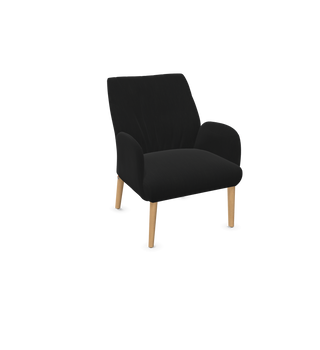 Fauteuil Mobitec Enora C0112 en tissu noir, pieds en bois, vue de configuration