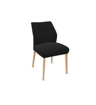 Chaise Mobitec Enora C0410 en tissu noir, pieds en bois, vue de configuration