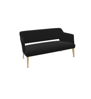Canapé Mobitec Lena R0625 en tissu noir, pieds en bois, vue de configuration