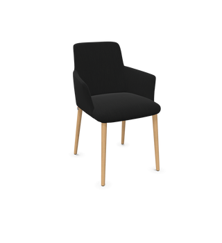 Chaise à accoudoirs Mobitec Rob C0212 en tissu noir, pieds en bois, vue de configuration