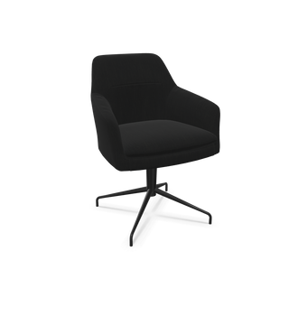 Chaise pivotante Mobitec Saga C0812 en tissu noir sur piètement étoile noir, vue de configuration