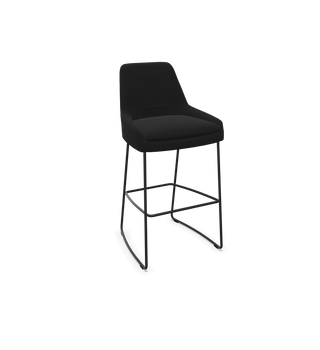 Tabouret de bar Mobitec Saga C1310 en tissu noir, piètement luge noir, vue de configuration