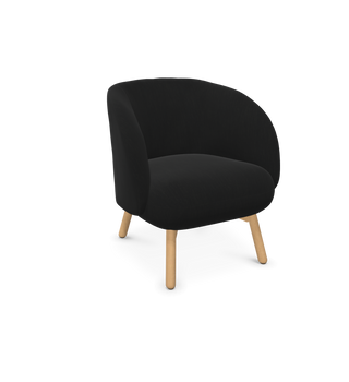 Fauteuil Mobitec Thalia R0118 en tissu noir, pieds en bois, vue de configuration