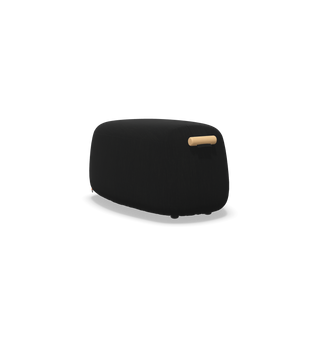 Pouf Mobitec Thalia R0710 en tissu noir avec boucle en cuir, vue de configuration