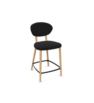 Tabouret de bar Mobitec Toro C0910 en tissu noir, structure en bois, vue de configuration