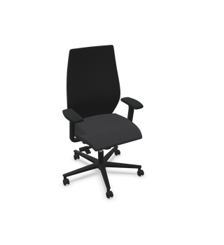 Chaise de bureau Rovo R12 6060 S5 à dossier résille noir et assise anthracite, vue de configuration