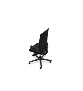 Chaise de bureau Rovo R16 3030 S5 à dossier rembourré noir, vue de trois quarts arrière