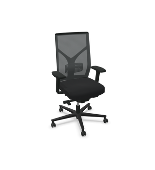 Chaise de bureau Rovo R16 3030 S5 à dossier résille noir et assise Bondai, vue de face