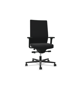 Chaise de bureau Rovo R16 3030 S5 en tissu Bondai noir à dossier rembourré, vue de face