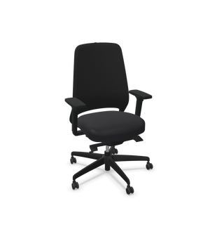 Chaise de bureau Rovo R22 6040 S4 noire à dossier netweave, vue de trois quarts